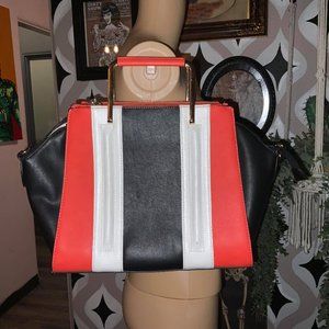 Orange, Black, White Striped Retro purse